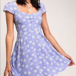 Lulus lilac floral mini dress, size M, never worn